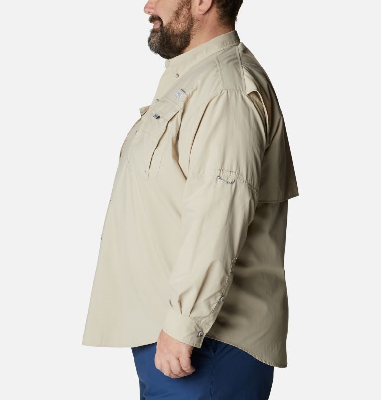 Men's Columbia PFG Bahama II Long Sleeve Shirts Khaki | Plus Size CA-C8A3C